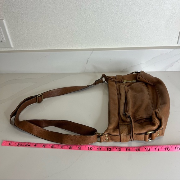Vintage Y2K Fossil Brown Pebbled Leather Crossbody Shoulder Bag Adjustable Strap - Picture 6 of 8